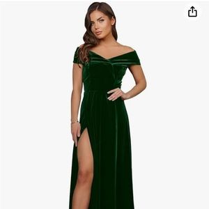 Velvet Long Dress Off Shoulder Slit A Line Maxi Formal Evening Party Wedding
